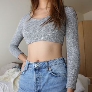 Cropped wanderlust knit hoodie